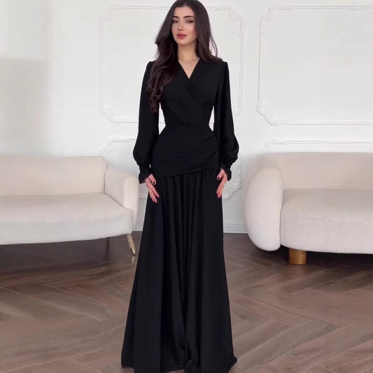European And American Style Chiffon Black Dress Women's Design